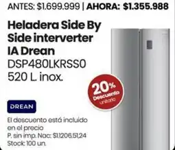 Changomas Drean heladera side by side interverter IA oferta
