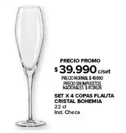 Carrefour Set x 4 copas flauta cristal bohemia oferta
