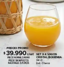 Carrefour Set x 4 vasos cristal bohemia oferta