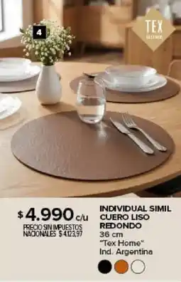 Carrefour Tex Home individual simil cuero liso redondo oferta