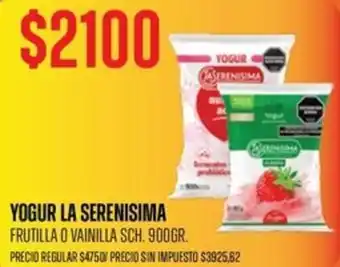 La serenisima yogur frutilla o vainilla sch.