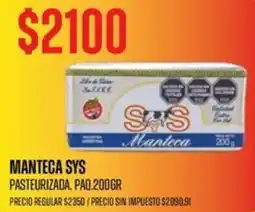 Supermercados Vea Manteca sys pasteurizada. paq. oferta