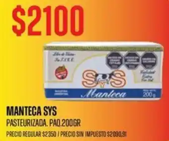 Manteca sys pasteurizada. paq.