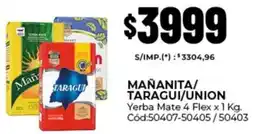 Diarco Mañanita/ taragui/union yerba mate 4 flex oferta