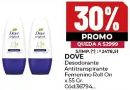 Diarco Dove desodorante antitranspirante femenino roll on oferta