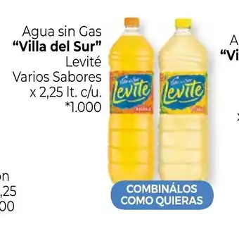 La Anonima Villa del Sur Levité Agua sin Gas varios sabores x 2,25 lt. c/u. oferta