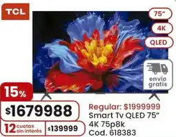 Coto Tcl smart tv qled 75" oferta