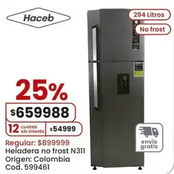 Coto Haceb heladera no frost N311 oferta