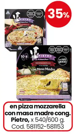 Coto Pietro en pizza mozzarella con masa madre cong. oferta