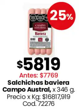 Coto Campo austral salchichas baviera oferta