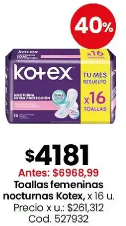 Coto Kotex toallas femeninas nocturnas oferta