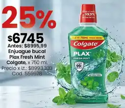Coto Colgate enjuague bucal plax fresh mint oferta