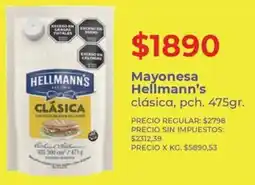 Supermercados Vea Hellmann's mayonesa clásica, pch. oferta