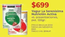Supermercados Vea La serenísima yogur nutrición activa vs. presentaciones, pot. oferta