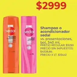 Supermercados Vea Sedal shampoo o acondicionador vs. presentaciones, bot, oferta