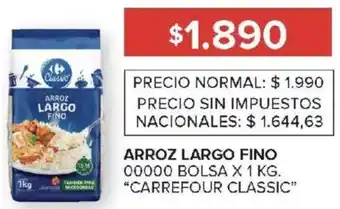 Carrefour classic arroz largo fino 00000 bolsa