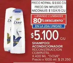 Carrefour Market Dove shampoo/ acondicionador reconstrucción completa oferta