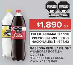Carrefour Market Carrefour classic gaseosa regular/light v/sabores botella oferta
