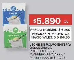 Carrefour Market Carrefour classic leche en polvo entera/ descremada pouch oferta
