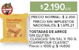 Carrefour Market Carrefour classic tostadas de arroz sin gluten clásicas/ sin sal oferta