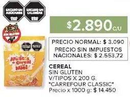 Carrefour Market Carrefour classic cereal sin gluten v/tipos oferta