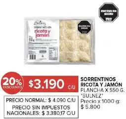 Carrefour Market Bulnez sorrentinos ricota y jamón plancha oferta