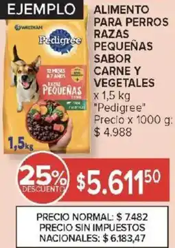 Carrefour Market Pedigree alimento para perros razas sabor carne y vegetales oferta
