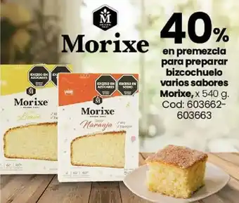 Morixe en premezcla para preparar bizcochuelo varios sabores