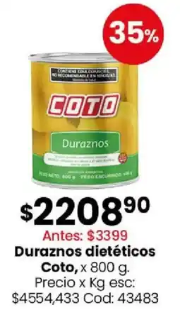 Coto Coto duraznos dietéticos oferta