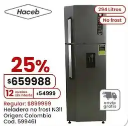Coto Haceb heladera no frost N311 oferta