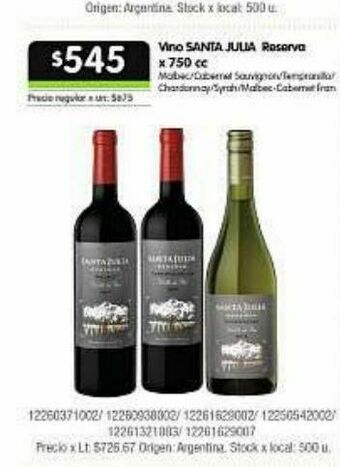 Jumbo Vino santa julia oferta