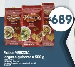 Supermercados Buenos Días Verizzia fideos largos o guiseros oferta