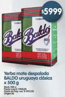 Supermercados Buenos Días Baldo yerba mate despalada uruguaya clásica oferta