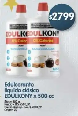 Supermercados Buenos Días Edulkony edulcorante liquido clásico oferta
