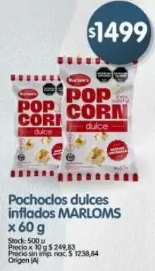 Supermercados Buenos Días Marloms pochoclos dulces inflados oferta