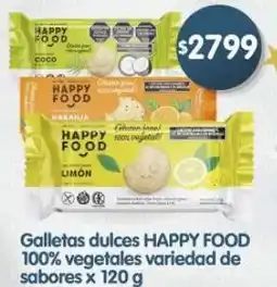 Supermercados Buenos Días Happy food galletas dulces 100% vegetales variedad de sabores oferta