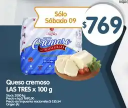 Supermercados Buenos Días Las tres queso cremoso oferta