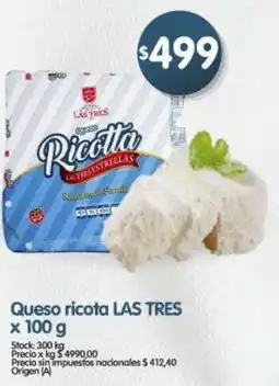 Supermercados Buenos Días Las tres queso ricota oferta