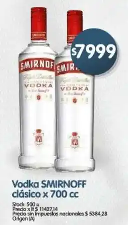 Supermercados Buenos Días Smirnoff vodka clásico oferta