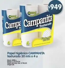 Supermercados Buenos Días Campanita papel higiénico texturado oferta
