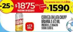 Supermercados DIA Brahma cerveza en lata chopp oferta
