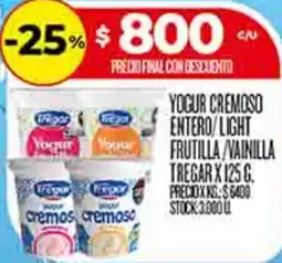 Supermercados DIA Tregar yogur cremoso entero/light frutilla/vainilla oferta