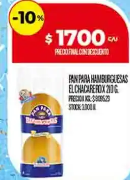 Supermercados DIA El chacarero pan para hamburguesas oferta
