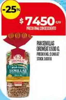 Supermercados DIA Semillas oroweat pan oferta