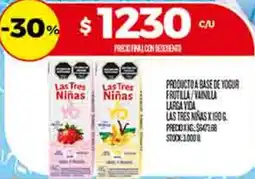 Supermercados DIA Las tres niñas producto a base de yogur frutilla/vainilla larga vida oferta