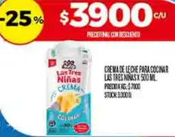 Supermercados DIA Las tres niñas crema de leche para cocinar oferta