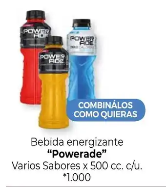 La Anonima Powerade Bebida energizante varios sabores x 500cc. c/u. oferta