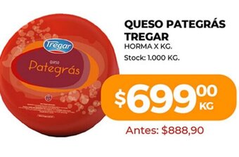 Supermercados Tadicor Queso Pategrás Tregar Horma x kg. oferta