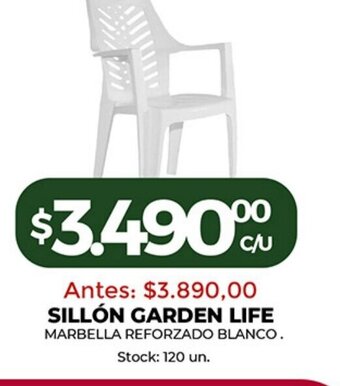 Supermercados Tadicor Sillón Garden Life Marbella Reforzado Blanco. oferta