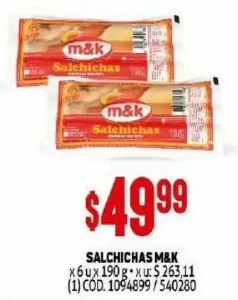 Makro Salchichas m&k x6 190g oferta
